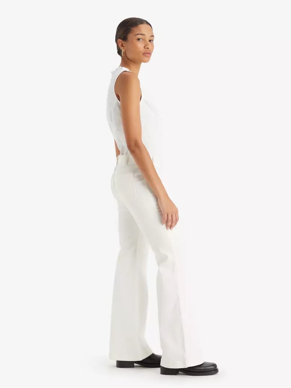 Levi’s Superflow Flare White High-Waist Flared Jeans - Clean Minimal Style